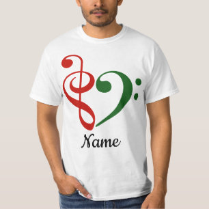 Anpassad Helgdag för Rullande Bass Clef Heart T Shirt