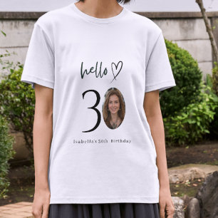 Anpassad Hello 30 Födelsedagsfoto T-Shirt Present