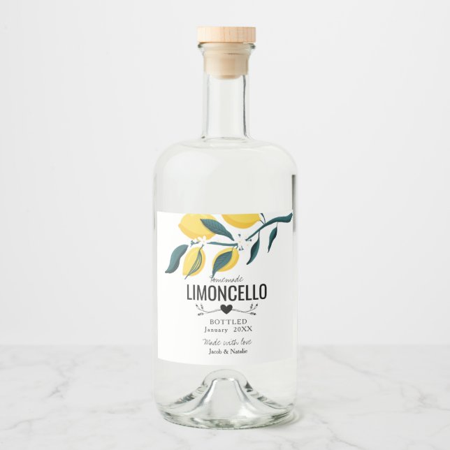 anpassad hemmagjord limoncello bröllopspresent spr spritflaskor etikett (Framsida)