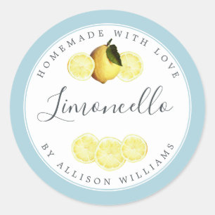 Anpassad Hemmagjord Limoncello Etikett Blå Glöd