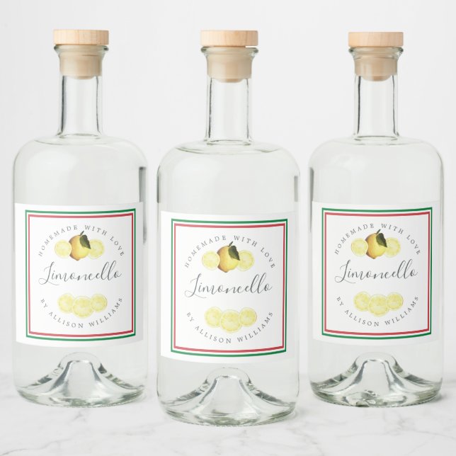 Anpassad Hemmagjord Limoncello Italienska Trefärga Spritflaskor Etikett (Flaskor)