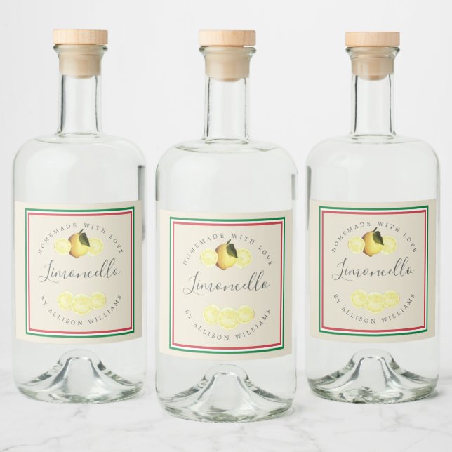 Anpassad Hemmagjord Limoncello Italienska Trefärga Spritflaskor Etikett (Flaskor)