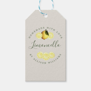Anpassad Hemmagjord Limoncello Ljusgrå Presentetikett