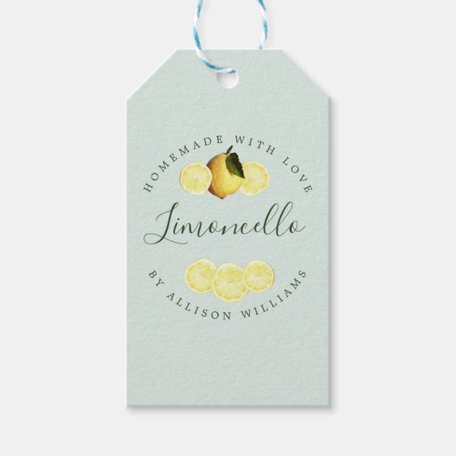 Anpassad Hemmagjord Limoncello Mintgrön Presentetikett (Framsidan)