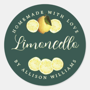 Anpassad Hemmagjord Mörkgrön Limoncello Etikett