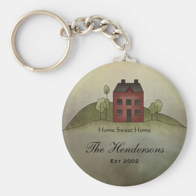 Anpassad hemnamnsnyckelkedja för hemsött hemnamn nyckelring (Framsidan)