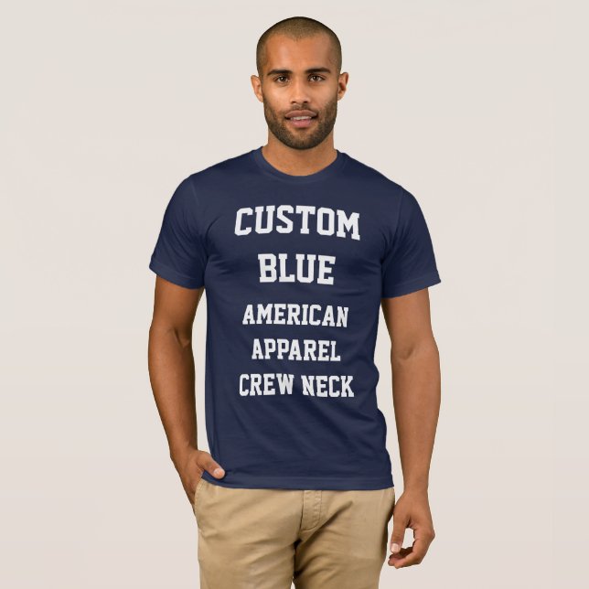 Anpassad herr NAVY BLÅ AMERICAN APPAREL T-SHIRT (Hel framsida)