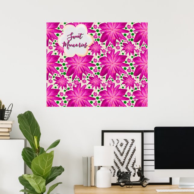 Anpassad het rosa blommig sömlös mönster  poster (Hemmakontoret)