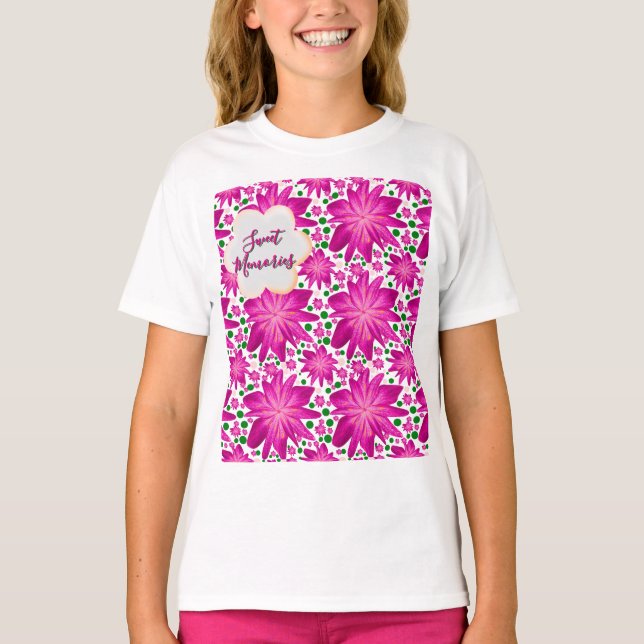 Anpassad het rosa blomster sömlös mönster  t shirt (Framsida)
