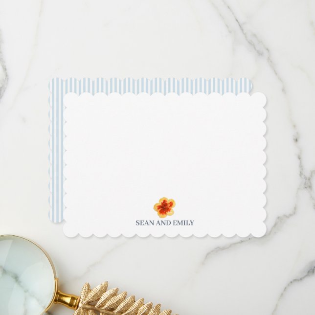 Anpassad Hibiskus Natur Målning Brevpapper Tack Kort (Fram/Back In Situ)