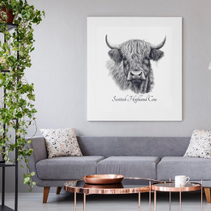 Anpassad Highland Ko Skiss Konstgalleri Affisch