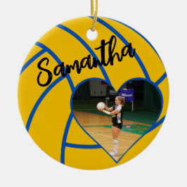 Anpassad hjärta foto senior volleybollspelare julgransprydnad keramik