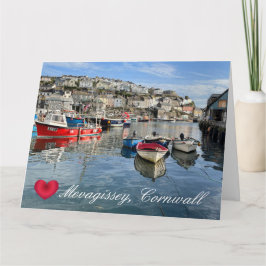 Anpassad hjärta Mevagissey fiskeläge kaj Cornwall Kort