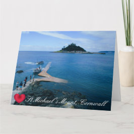 Anpassad hjärta St Michaels Mount Cornwall med båt Kort