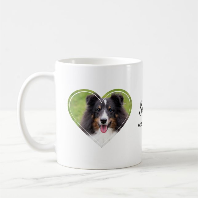 Anpassad hjärtformad husdjursfoto & personlig text kaffemugg (Vänster)