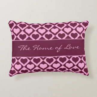 Anpassad hjärtrytm Rutigt Mönster Bordeaux Rosa - Prydnadskudde