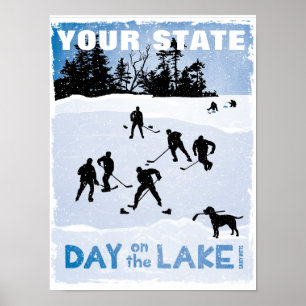 Anpassad Hockeydag på Sjö Pond Hockey Poster