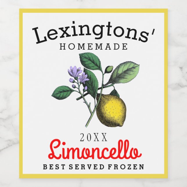 Anpassad hög Limoncello-spritflaskaetikett Vinflaska Etikett (Singel etikett)