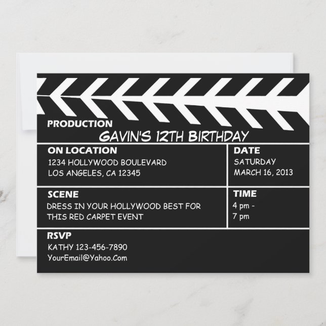 Anpassad Hollywood Walk of Fame Call Inbjudningar (Framsida)