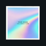 Anpassad Holografisk Elegant Pappersservett<br><div class="desc">Anpassade holografiska eleganta servetter med modern och minimalistisk malldesign med enkel svart sans-serif-teckensnitt på färgglad iriserande neonbakgrund,  kan anpassas i valfri färg.</div>