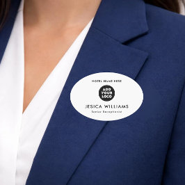 Anpassad hotellogotyp namnskylt med jobbtitel namnbricka