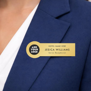 Anpassad hotellogotyp namnskylt med jobbtitel namnbricka