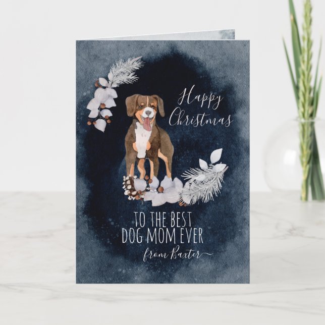 Anpassad Hund för Entlebucher Mountain med vattenf Helgkort (Framsida)