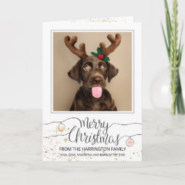 Anpassad hund med horn jul firande foto helgkort