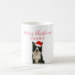 Anpassad hund med jultomtehatt jul kaffemugg