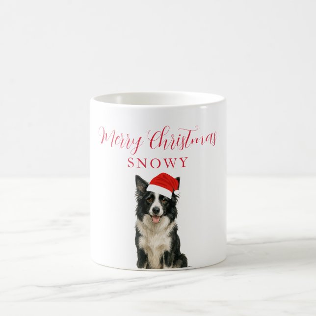 Anpassad hund med jultomtehatt jul kaffemugg (Center)