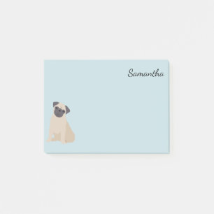 Anpassad hund Mops Fawn Söt Post-it Block