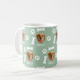 Anpassad Hund Pet Photo & Namn Sage Grönt Kaffemugg