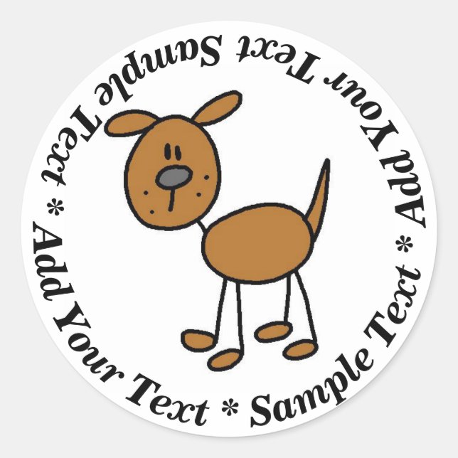 Anpassad Hund Stickfigur Klistermärke (Framsida)