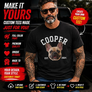 Anpassad hundansikte & namn, husdjur Foto T-shirt, T Shirt