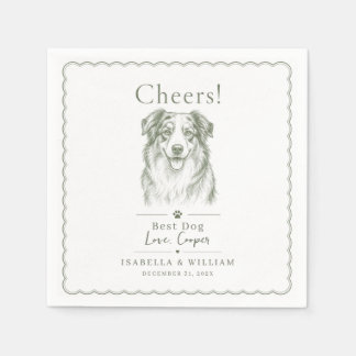 Anpassad hundbröllopsmeny med signatur, minimalist pappersservett