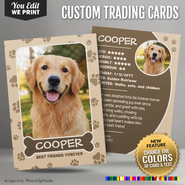 Anpassad hundbytekort, redigerbara färger Söt husd (Custom Dog Trading Card, Editable Colors Cute Service Dog Calling Card Therapy Dog Card Dog ID Card)