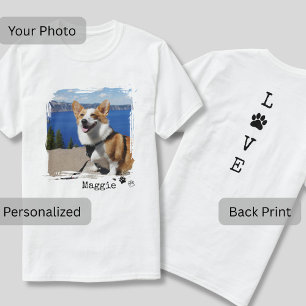 Anpassad hundfoto framsida och KÄRLEK baksida tryc T Shirt