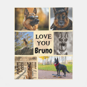 Anpassad hundfoto husdjursfilt med namn minnesgåva fleecefilt