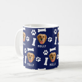 Anpassad hundfoto & namn Navy Blue Kaffemugg