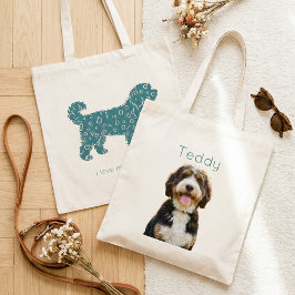 Anpassad hundfoto & namn Personlig klotter Mamma Tygkasse