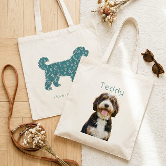 Anpassad hundfoto & namn Personlig klotter Mamma Tygkasse