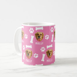 Anpassad hundfoto & namn Rosa Kaffemugg