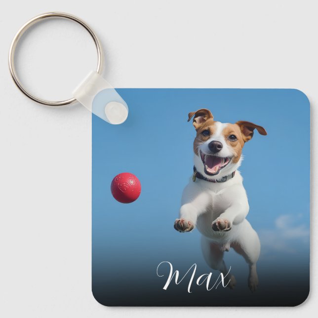 Anpassad hundfoto  nyckelring (Framsida)
