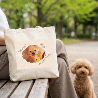 Anpassad hundfoto Personlig gåva till Pudel-mamma Tygkasse
