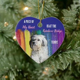 Anpassad hundfoto Regnbågsbron minnesornament Julgransprydnad Keramik