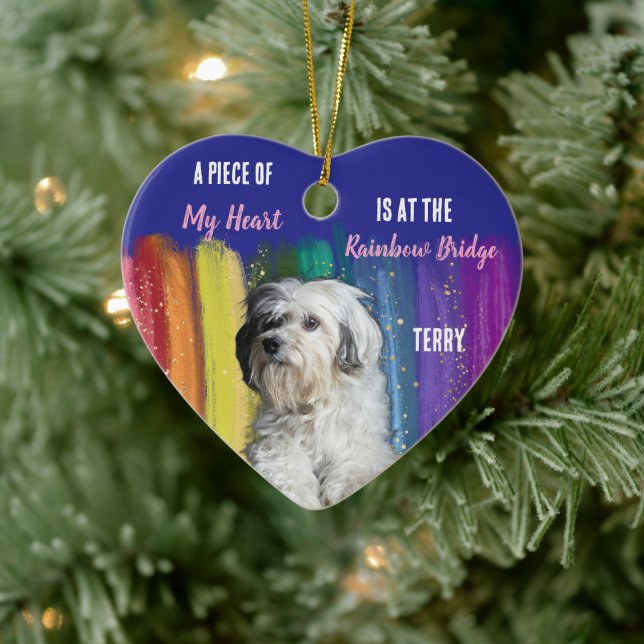 Anpassad hundfoto Regnbågsbron minnesornament Julgransprydnad Keramik (Träd)