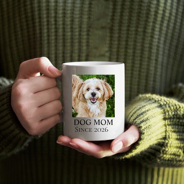 Anpassad hundfoto till hundmamma kaffemugg (Dog mom since mug)