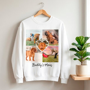 Anpassad hundmamma 5 Pet foto collage grid & hjärt T Shirt