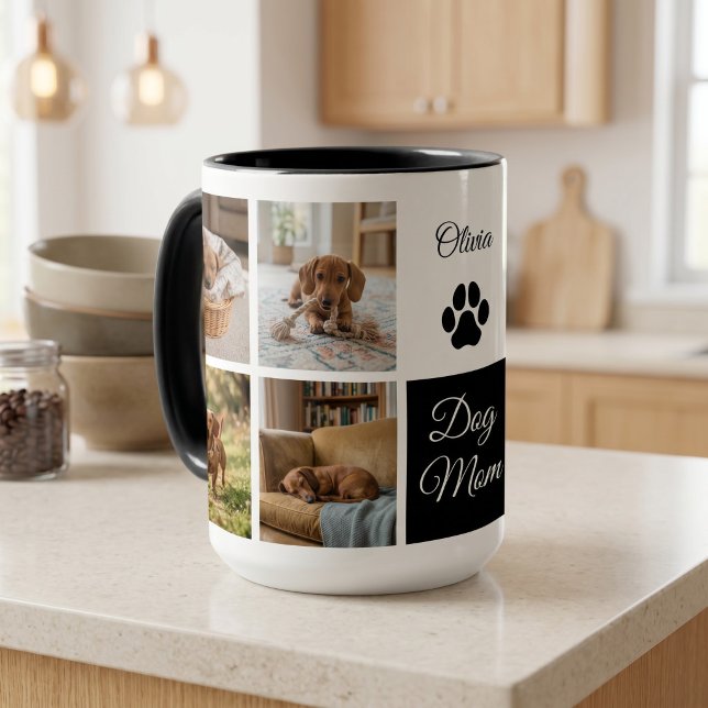 Anpassad Hundmamma Tåavtryck Åtta Bilder Mugg (Skapare uppladdad)