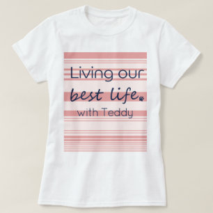 Anpassad hundnamn rosa ränder damt-shirt t shirt